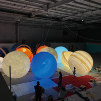 Modèle gonflable publicitaire lumineux personnalisé de la Lune de la Fête de la Mi-Automne, motif dessin animé, avec poèmes décoratifs, 10ft x 10ft x