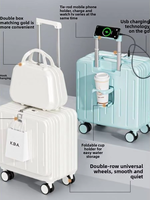 Valise rigide moderne multifonctionnelle de 18 pouces avec fermeture éclair et mot de passe, adaptée aux cabines, unisexe, pour les voyages d'affaires et de vacances