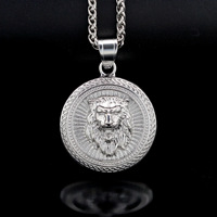 Pendentif tête de lion en acier inoxydable personnalisé de style européen américain Nouveaux accessoires de mode transfrontaliers Aspirateur