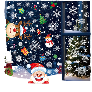 Autocollant de Noël personnalisé en vinyle, écologique, imperméable, transparent, auto-adhésif, découpé à la forme, motif animal de dessin animé, vente en gros - Product Image 1