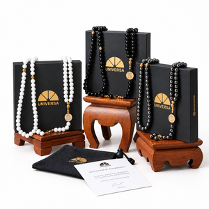 Perles de prière islamiques en pierre naturelle Blustin, 99 perles de Dhikr en acier avec pochette exclusive et coffret cadeau haut de gamme - Product Image 3