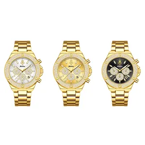 YaLaLuSi Jam Tangan <span class=keywords><strong>Analog</strong></span> Kuarsa Paduan Mewah Wanita Desain Dekorasi Berlian Imitasi Emas Temperamen Jam Tangan Kotak Hadiah Kalender Lengkap - Product Image 6