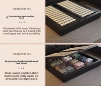 Lit plateforme relevable en cuir Nappa avec tiroirs latéraux, sommier à lattes en acier, pour chambre principale (taille Queen ou Double)