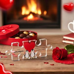 Valentine's Day Couple Gifts Male Female Friends Ornaments 2D Flat Acrylic Jigsaw <b>Puzzle</b> <b>Table</b> Desktop Decoration - Product Image 3