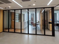 Cloison de bureau insonorisée coulissante sur rail suspendu moderne - Cloison en verre amovible à cadre en aluminium pour salles de réunion
