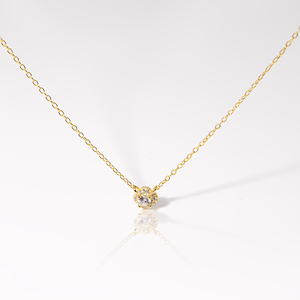 Groothandel Trendy Fijne Sieraden 925 <span class=keywords><strong>Sterling</strong></span> Zilver 14K Goud Verguld Bloemvormige Zirkoon Charm Schakelketting voor Cadeau - Product Image 1