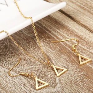 Ensemble de Bijoux avec pendentif triangulaire géométrique, colliers et boucles d'oreilles en acier inoxydable, grec, - Product Image 5