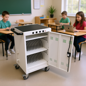 Carrello di ricarica mobile D0100XFZQGX con armadietto metallico per 31+4 dispositivi, per tablet, laptop e uso didattico - Product Image 2