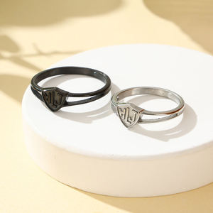 Anillo de Acero Inoxidable con Abreviatura de Nombre Personalizable, Anillo <span class=keywords><strong>CTR</strong></span>, Anillo para Pareja, Anillo Moderno - Product Image 3