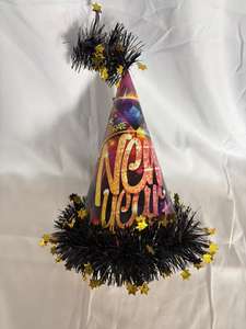 Sombrero <span class=keywords><strong>de</strong></span> Cono Festivo con Purpurina para Fiesta <span class=keywords><strong>de</strong></span> Año Nuevo, Sombrero Negro con Estrellas Doradas para Nochevieja, Suministros para <span class=keywords><strong>Celebraciones</strong></span> - Product Image 5