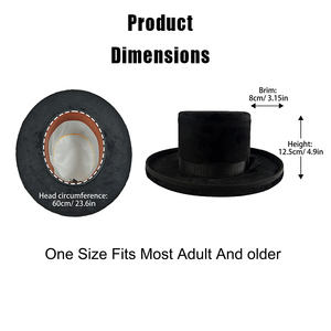 Sombrero de Copa Clásico con Piel Sintética <span class=keywords><strong>y</strong></span> Acabado de Terciopelo, Elegante Sombrero de Disfraz Formal para Bodas, Fiestas <span class=keywords><strong>y</strong></span> Actuaciones Escénicas - Product Image 2