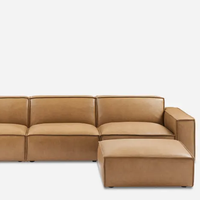 Canapé en cuir, mobilier de salon, orange, modulaire, 5 places, canapés sectionnels électriques