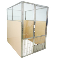 Cage pour chien en acier inoxydable avec porte en verre, couleur personnalisée, panneau latéral et dimensions sur mesure, cages et maisons pour animaux de compagnie