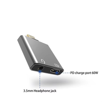 Concentrateur USB Type-C 1 à 2 avec coque multifonctionnelle en aluminium gris sidéral