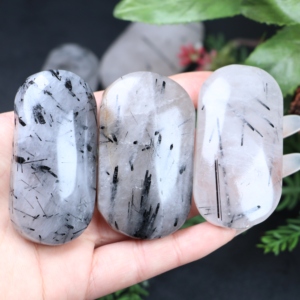 Wholesale <b>Polished</b> Natural Healing Crystal <b>Black</b> Tourmaline Palm Stone for Home Decoration - Product Image 2