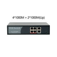 Conmutador POE de 4 puertos 4*1000Mbps + 1*1000Mbps Uplink RJ45 + 1 * Conmutador de red SFP Gigabit 48V 65W 802. 3AF/AT Rack Ethernet Switch