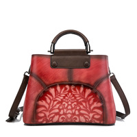 Sac à bandoulière en cuir de vache véritable pour femmes, sac à main rétro en cuir gaufré, grande capacité, sac à bandoulière, sac fourre-tout quotidien