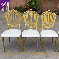 Chaises Chiavari en métal doré blanc en gros pour mariage, chaises de banquet Chiavari Napoléon Tiffany dorées pour événements