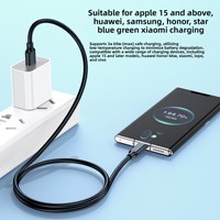 Kabel Data Ponsel LICHO PQ108 USB3.2 Tipe-C Konektor USB-A/Tipe-C 10Gbps 60W Pengisian Cepat CarPlay Bahan PVC Hitam Mobil