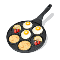 Poêle à frire à fond plat pour petit-déjeuner, idéale pour les œufs et les hamburgers, en aluminium, avec 7 trous, pour la cuisson – Offre Spéciale