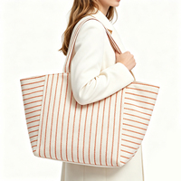 Sac de plage rayé surdimensionné écologique grande capacité pour femme, idéal pour la piscine, les vacances, le week-end, vente en gros