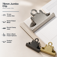 Clip Metálico Redondo Jumbo de 78 mm para Carpeta de Archivos, Organizador de Documentos para la Escuela, Hospital u Oficina