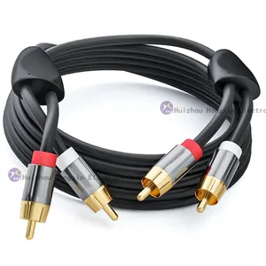 Câble Oem Odm Rca de haute qualité avec fil de terre prise stéréo plaqué or 24K câble Audio 2Rca à 2Rca coque en aluminium pour voiture Dvd