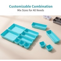 Ensemble d'organisateurs de tiroirs modulaires, boîte de rangement personnalisable et empilable, séparateurs antidérapants multi-tailles pour le maquillage, la cuisine et le bureau