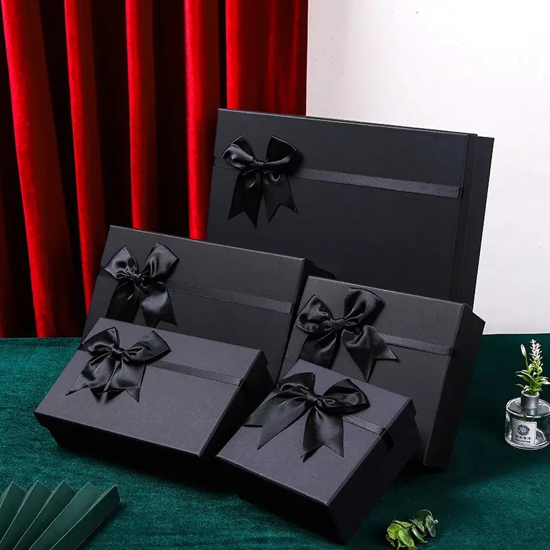 Caixa de papelão ondulado para embalagem de luxo com ímã magnético personalizado, caixa preta para envio postal