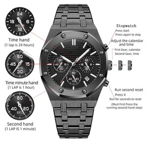 MUESTRA GRATUITA Relojes de Hombre de Negocios de Moda, Reloj de Cuarzo de Lujo, Reloj de Pulsera de Acero Inoxidable Resistente al Agua para Hombre - Product Image 4