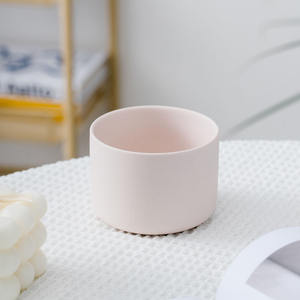 Tarros de vela de cerámica <span class=keywords><strong>Vintage</strong></span> rosa suave de diseño nórdico con tapa, venta al por mayor, vasos de vela cilíndricos para decoración del hogar para Navidad - Product Image 5