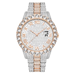 Montre Homme Luxe Diamantée Style Iced Out Grand Cadran Acier Inoxydable Bijou de Poignet Montres Quartz pour Hommes - Product Image 4