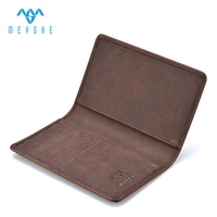 Porte-cartes de visite et passeport en cuir PU Crazy Horse marron de style vintage personnalisé avec blocage RFID pour usage professionnel