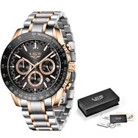 Montre de luxe pour hommes LG8943, nouvelle collection, en alliage et verre, mouvement à quartz, bracelet en acier inoxydable, étanche, date automatique, aiguilles lumineuses