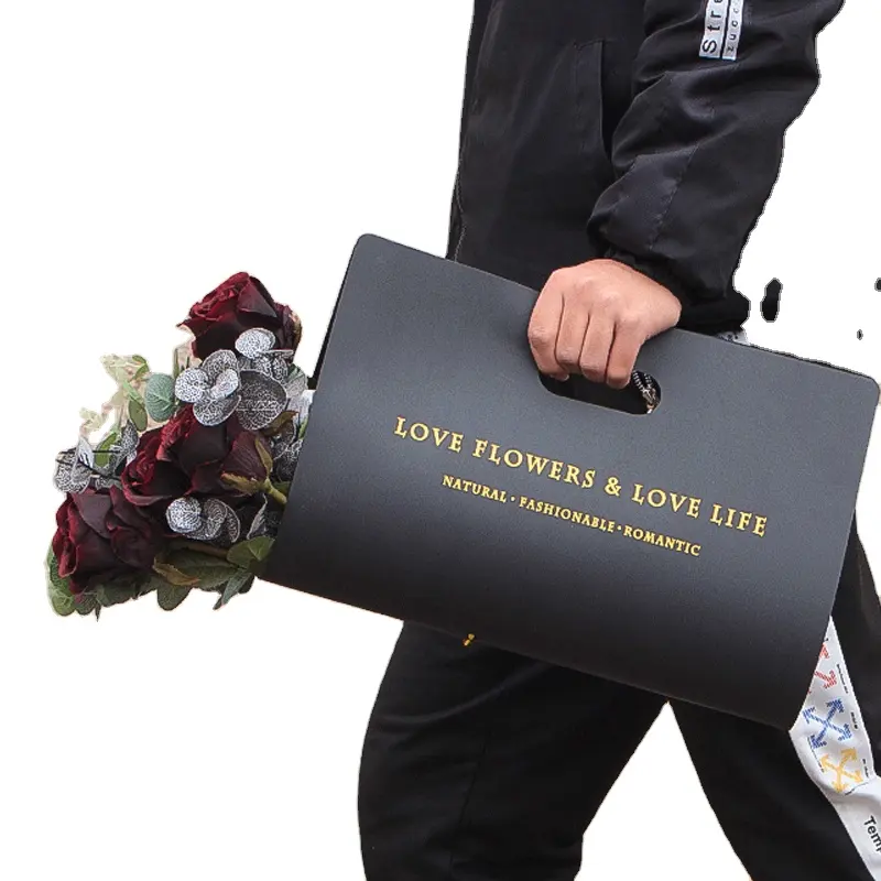 Fanshion buquê de flor lidar com saco de papel kraft enrolado morrer dom sacos de embalagem para flores