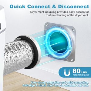Kit de ventilación magnético para secadora DV180, conexión rápida de 4 pulgadas, ahorra 46 pulgadas de espacio, manguera de 3.3 pies, sellado hermético, conector de pared reforzado - Product Image 3