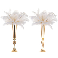 Vase trompette en métal doré, support à fleurs, centre de table pour mariage, décorations de table pour la maison, fête, allée