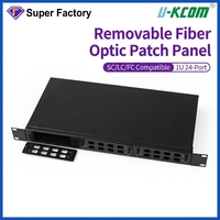 Panneau de brassage fibre optique amovible 1U 24 ports, 19 pouces, pour montage en rack, SC LC FC ODF, boîtier terminal en acier laminé à froid, prix usine