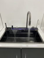 Nouvelle conception en acier inoxydable 304, évier simple multifonctionnel avec affichage numérique, design moderne à touches de piano, installation sur comptoir