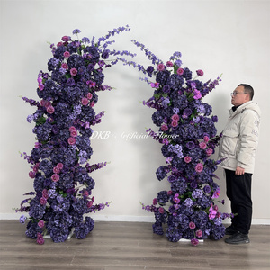 DKB 2026 Dekorasi Bunga Hydrangea Sutra Ungu Tua Kustom 2.2m+2m 2pcs Rangkaian Bunga Berbentuk Tanduk untuk Latar Belakang Dekorasi Pernikahan - Product Image 2