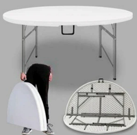 Table pliante portable en plastique HDPE à cadre en acier, gain de place, pour extérieur, jardin, patio, pique-nique, camping, cour, événements