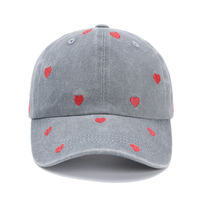 Casquette de baseball vintage délavée et vieillie avec protection solaire, visière incurvée, broderie cœur pour femme, vente en gros