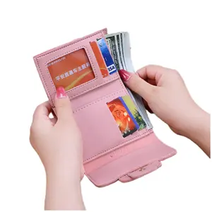 Offre Spéciale mode multicartes mignon court portefeuille femmes en cuir PU rose portefeuille étudiant porte-monnaie pour fille