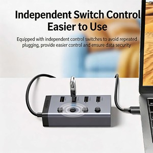 UGREEN CM613 <b>USB</b> 3.0 Hub 4 Ports Individual On Off <b>Switch</b> 1M Cable Type <b>C</b> DC 5V 2A Powered <b>USB</b> Splitter For Laptop Desktop - Product Image 3