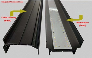Nouveau <span class=keywords><strong>luminaire</strong></span> linéaire modulaire en aluminium de 100 mm de largeur, joint sans fin, <span class=keywords><strong>luminaire</strong></span> 2 en 1 avec gouttière pour câbles, forme rectangulaire longue - Product Image 4