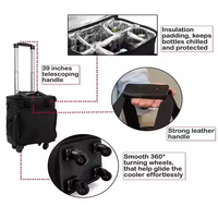 Sac à vin portable pour voyage et pique-nique, sac à vin à roulettes pour 6 bouteilles, glacière à vin isolée, sacs à vin à roulettes