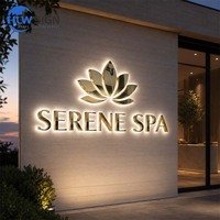 Letrero con Letras Retroiluminadas LED y Baño de Oro Directo de Fábrica, Letrero con Logotipo Retroiluminado para Negocios