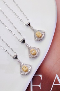 Collar de diamantes elegante y único para mujer Diamante amarillo natural de 0.3ct con cadena de diamantes amarillos de 0.4ct - Product Image 5