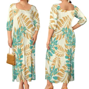 1 moq custom samoan dresses women's elegant tiered fishtail dress polynesian plus size clothing island casual dresses