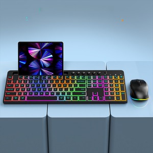 <span class=keywords><strong>Clavier</strong></span> et <span class=keywords><strong>souris</strong></span> sans fil 2,4 G rechargeables, rétroéclairés RGB, silencieux, ergonomiques, ultra-minces, combo 108 touches, <span class=keywords><strong>clavier</strong></span> pleine taille, 1600 DPI - Product Image 2